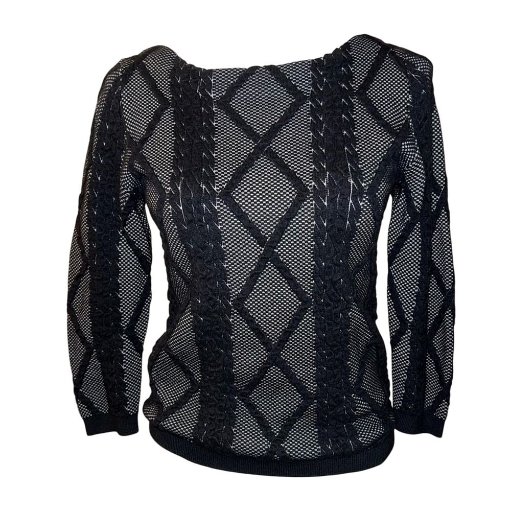 Worthington, 3/4 sleeve, black and gray, fall, size small regular, sweater - Picture 1 of 12